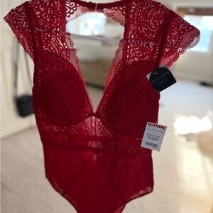T.J.Maxx Red Lace Bodysuit
